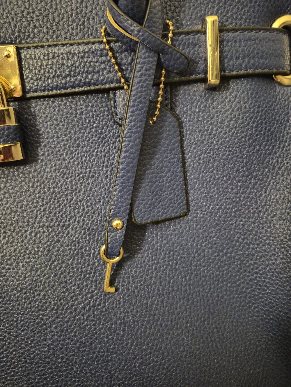 Dasein Designer Royal Blue Vegan Leather Handbag Laptop Case Goldtone Accents
